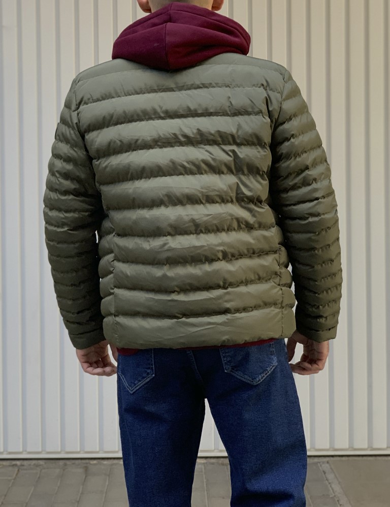 Ανδρικό χακί καπιτονέ μπουφάν 3066 φωτογραφία